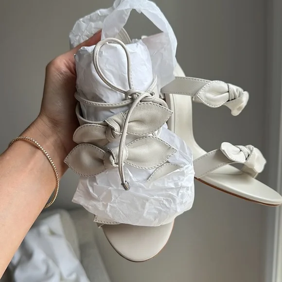 NIB SCHUTZ Alia High Nappa Leather Sandal - 8.5 / Pearl / Nappa Leather - Picture 6 of 8